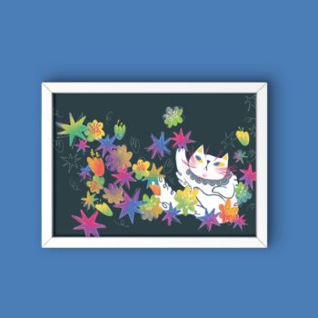 Cat With Stars Art Print