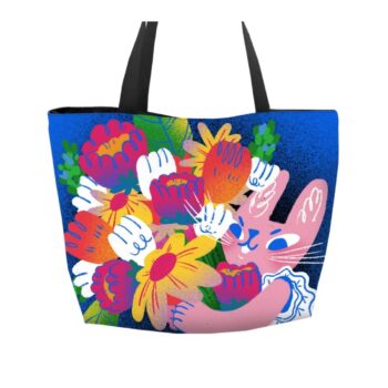 Rabbit with Bouquet Shopping Bag