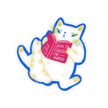 White Cat Conquers Sticker Flake